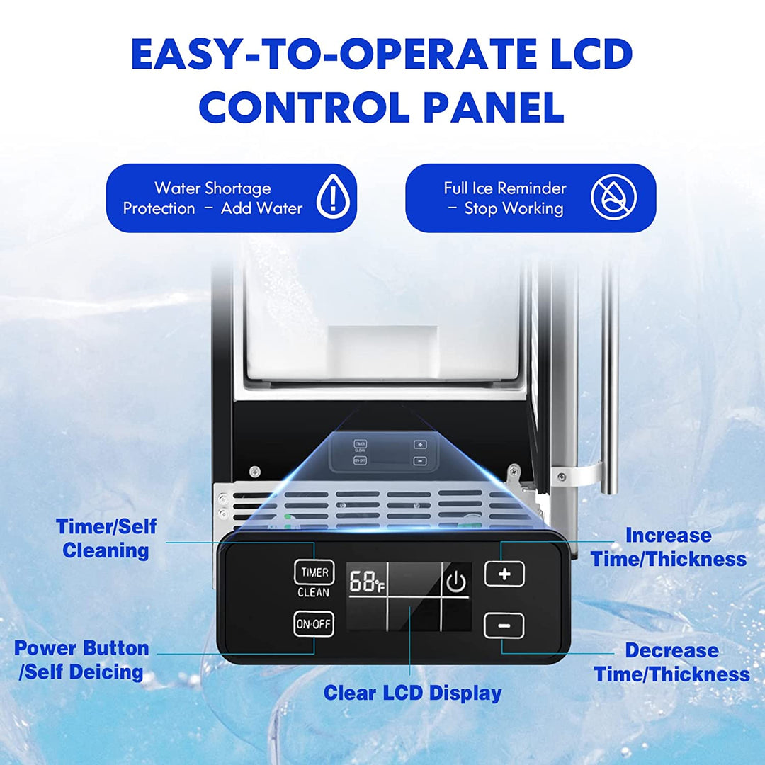 80Lbs/24H Commercial External Lab Ice Maker Free-Standing Under Counter Ice Machine with LED Light and 24H Timer