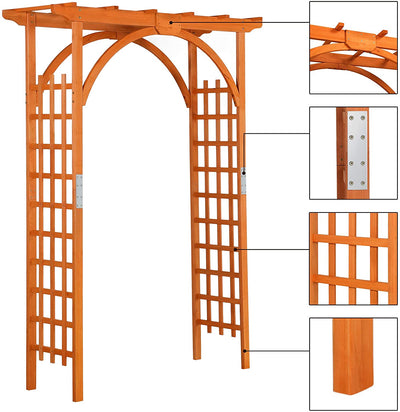 85" Outdoor Wood Arbor Arch, Garden Archway Lattice Trellis Pergola for Backyard Climbing Plants and Wedding Bridal Decor