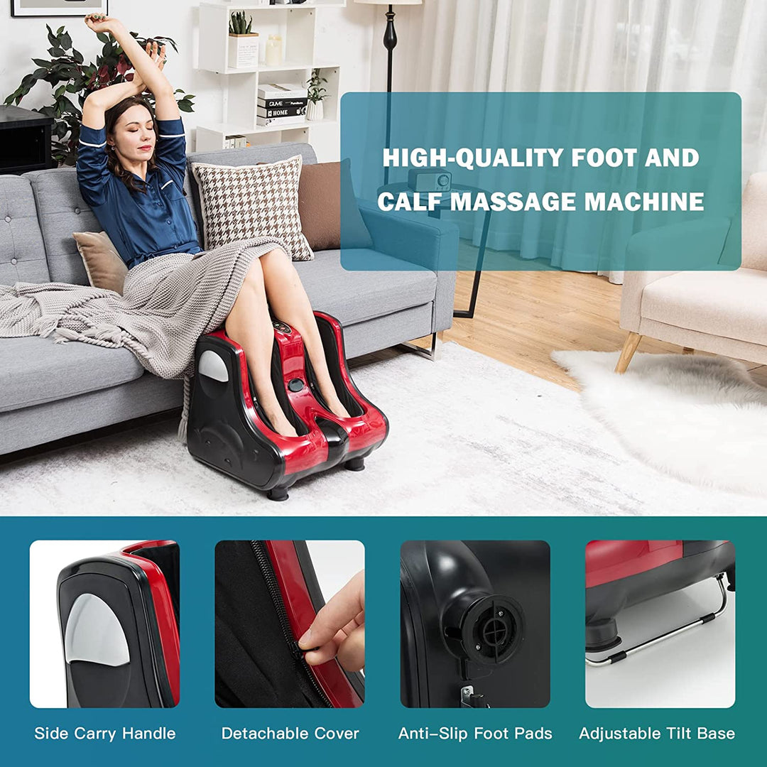 shiatsu kneading rolling vibration heating foot massager Foot Massager (Red) Best Red Shiatsu Kneading Rolling Vibration Heating  Foot Spa Calf Ankle main image 1