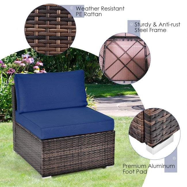 6 Pieces Outdoor Rattan Sectional Conversation Sofa Set Patio Furniture Set with Cushion and Table