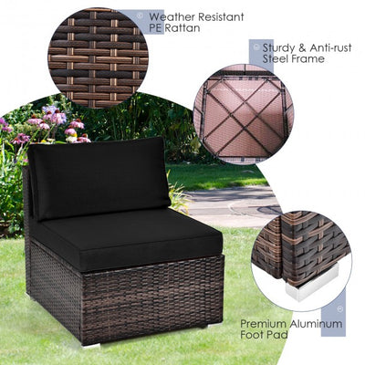 6 Pieces Outdoor Rattan Sectional Conversation Sofa Set Patio Furniture Set with Cushion and Table