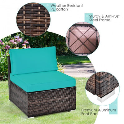 6 Pieces Outdoor Rattan Sectional Conversation Sofa Set Patio Furniture Set with Cushion and Table