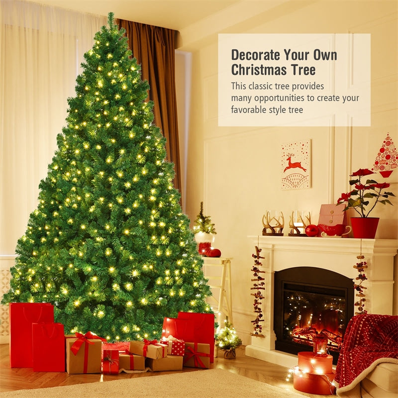 8FT Pre-Lit Hinged Spruce PVC Artificial Christmas Tree with 430 LED Lights