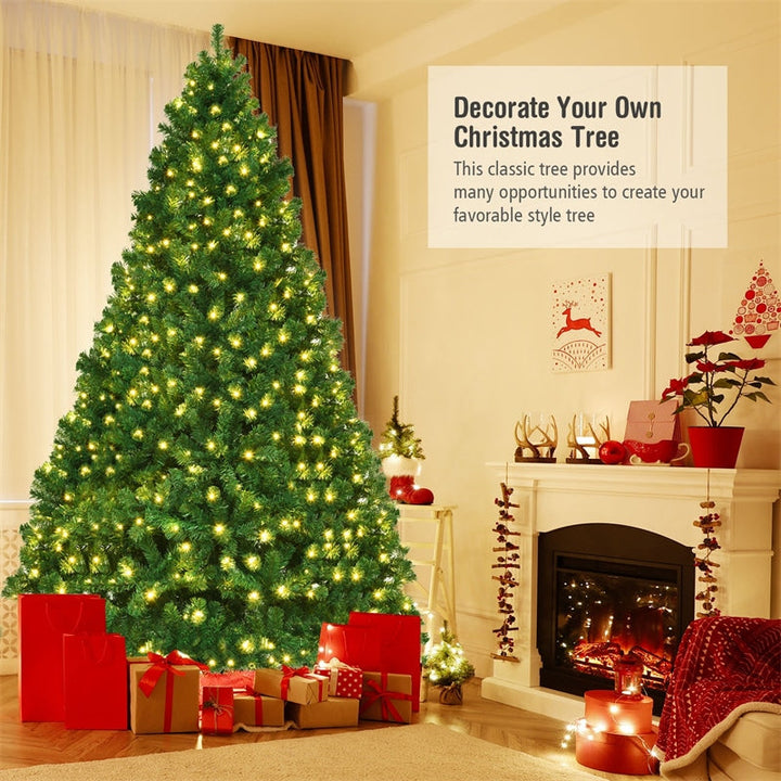 8FT Pre-Lit Hinged Spruce PVC Artificial Christmas Tree with 430 LED Lights