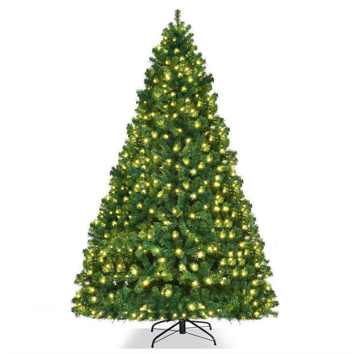 8FT Pre-Lit Hinged Spruce PVC Artificial Christmas Tree with 430 LED Lights