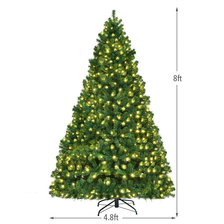 8FT Pre-Lit Hinged Spruce PVC Artificial Christmas Tree with 430 LED Lights