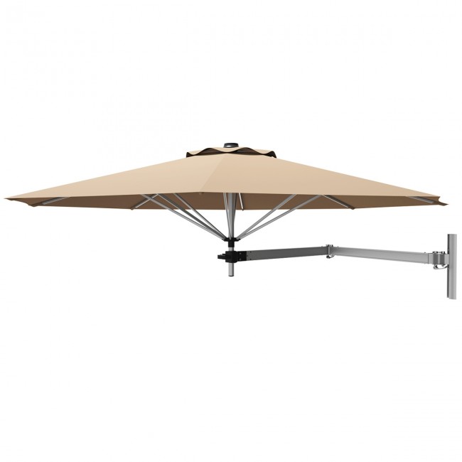 8 Feet Patio Wall-Mounted Umbrella Outdoor Tilting Parasol with Wind V – Chairliving