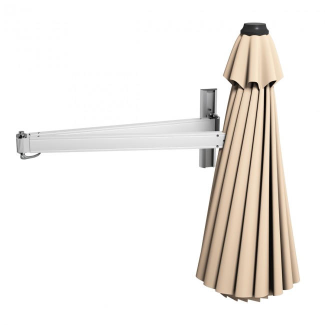 8 Feet Patio Wall-Mounted Umbrella Outdoor Tilting Parasol with Wind Vent and Adjustable Pole