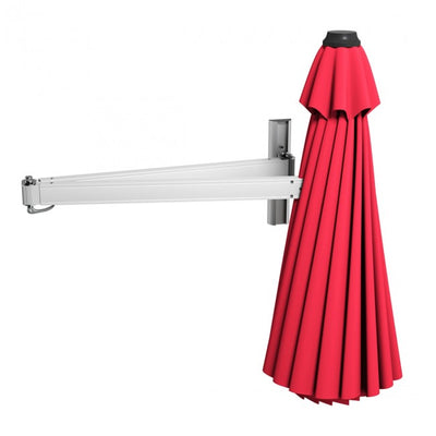 8 Feet Patio Wall-Mounted Umbrella Outdoor Tilting Parasol with Wind Vent and Adjustable Pole