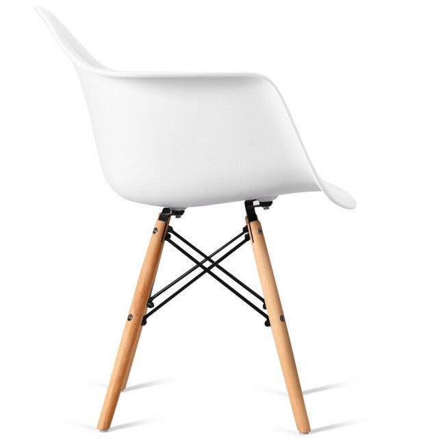 Set of 2 Mid-Century Dining Chairs Arm Chairs with Wood Legs