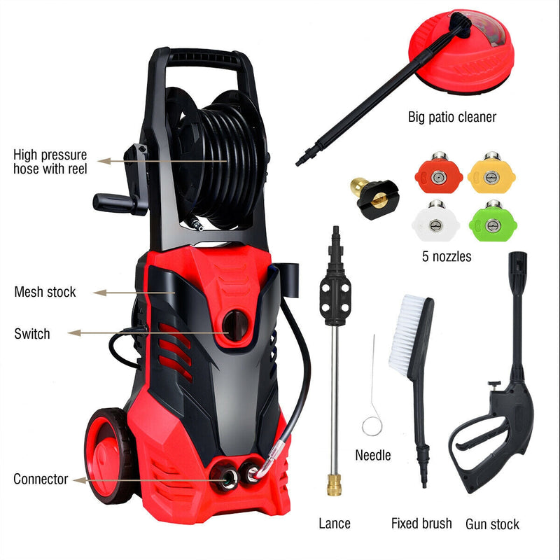 3000PSI Electric Portable High Power Washer with 5 Nozzles