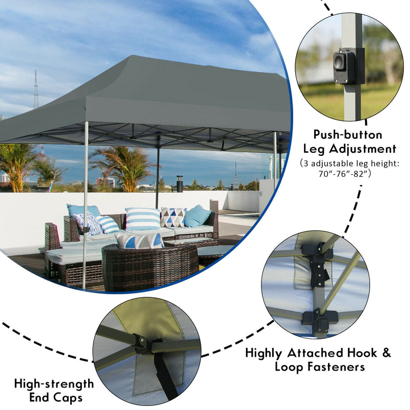 10 x 20 Feet Adjustable Folding Heavy Duty Sun Shelter with Carrying Bag