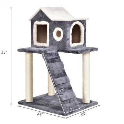 36'' Cat Tree Pet Tower Kitty Condo with Scratching Posts Ladder