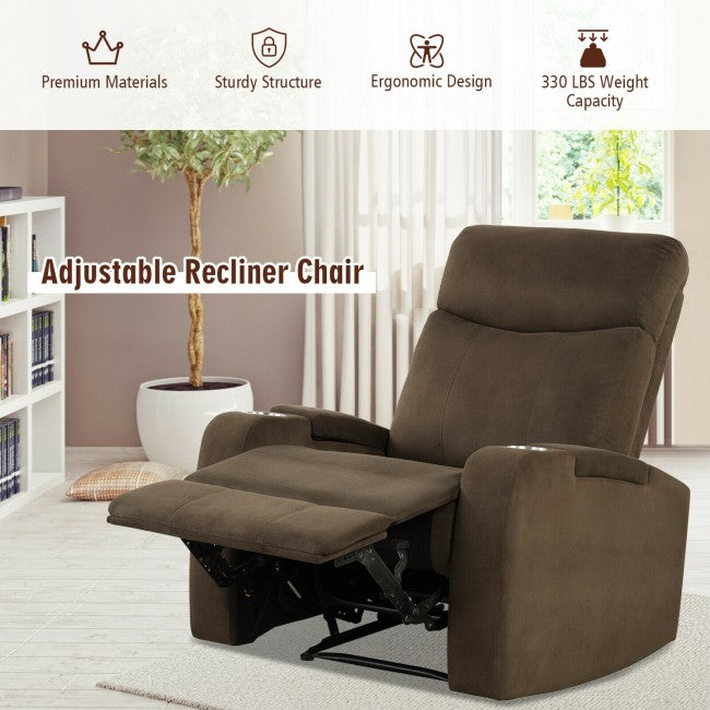 Single Recliner Chair Adjustable Sofa Lounger Home Theater Recliner Sofa Furniture with Backrest and Thick Seat Cushion