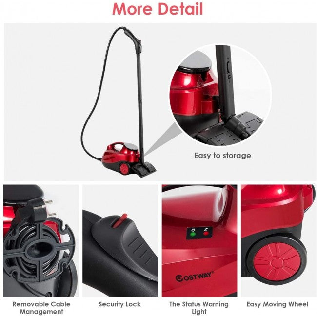 2000W Multifunctional Steam Cleaner Household Mop Heavy Duty Rolling Cleaning Machine with 19 Accessories for Carpet Floors