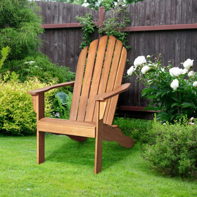 Outdoor Wooden Adirondack Lounge Chair Armchair with Ergonomic Design