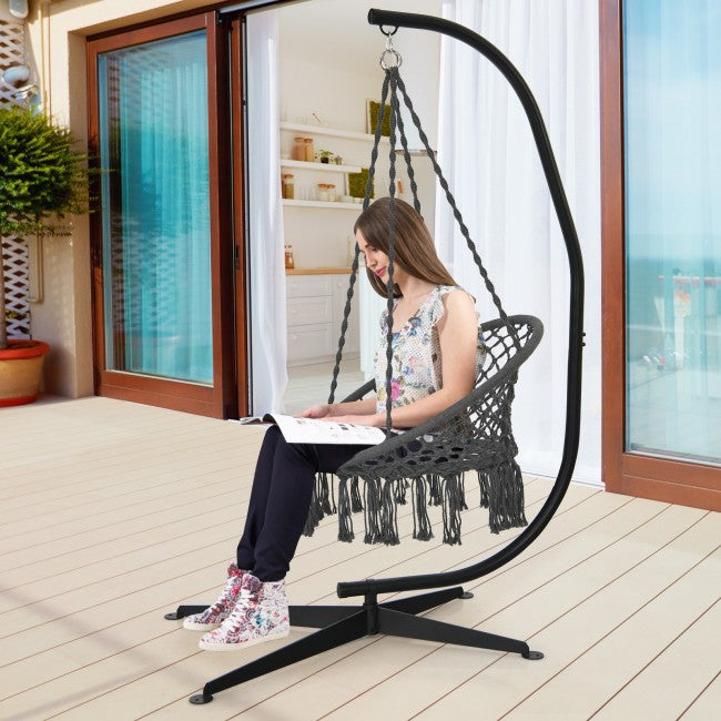 Hanging Hammock with solid steel C stand frame