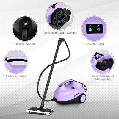 2000W Multifunctional Steam Cleaner Household Mop Heavy Duty Rolling Cleaning Machine with 19 Accessories for Carpet Floors