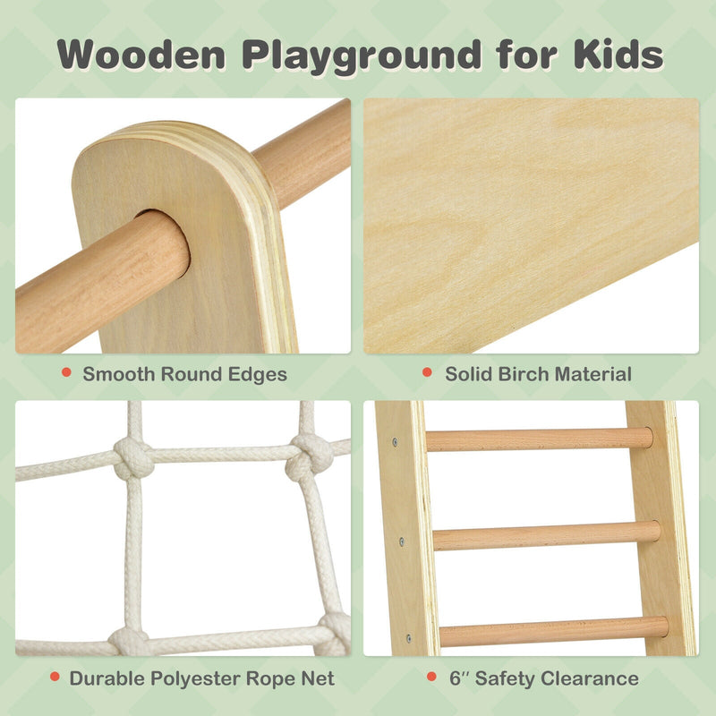 Indoor Playground Climbing Gym Wooden 8 in 1 Climber Playset for Children
