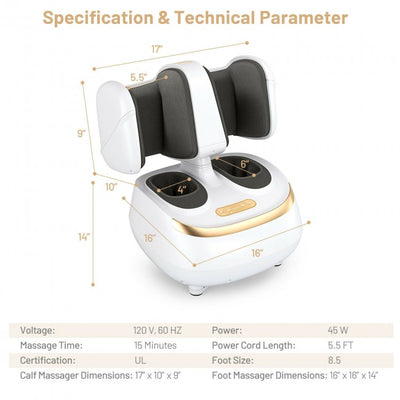 2-in-1 Shiatsu Foot and Calf Massager Deep Tissue Feet Massage Machine with Heat Deep Kneading for Plantar Fasciitis