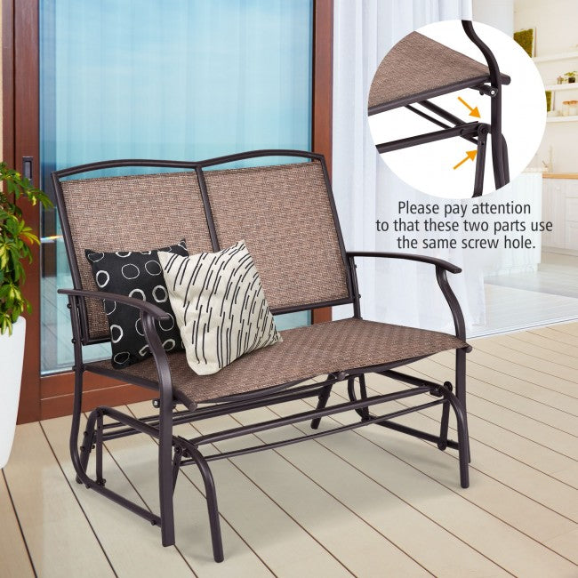 Iron Patio Rocking Chair Swing Chair Lounge Glider for Garden Backyard Pool