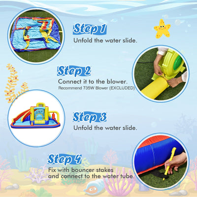 7-in-1 Inflatable Water Slide Bounce Castle Without Blower