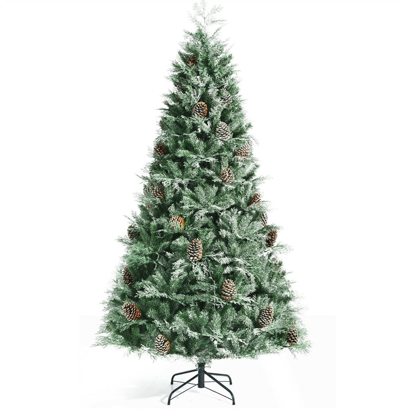 8ft Snow Flocked Hinged Artificial Christmas Tree with 1651 Branch Tips