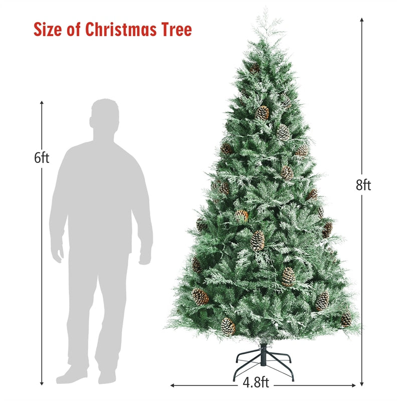 8ft Snow Flocked Hinged Artificial Christmas Tree with 1651 Branch Tips