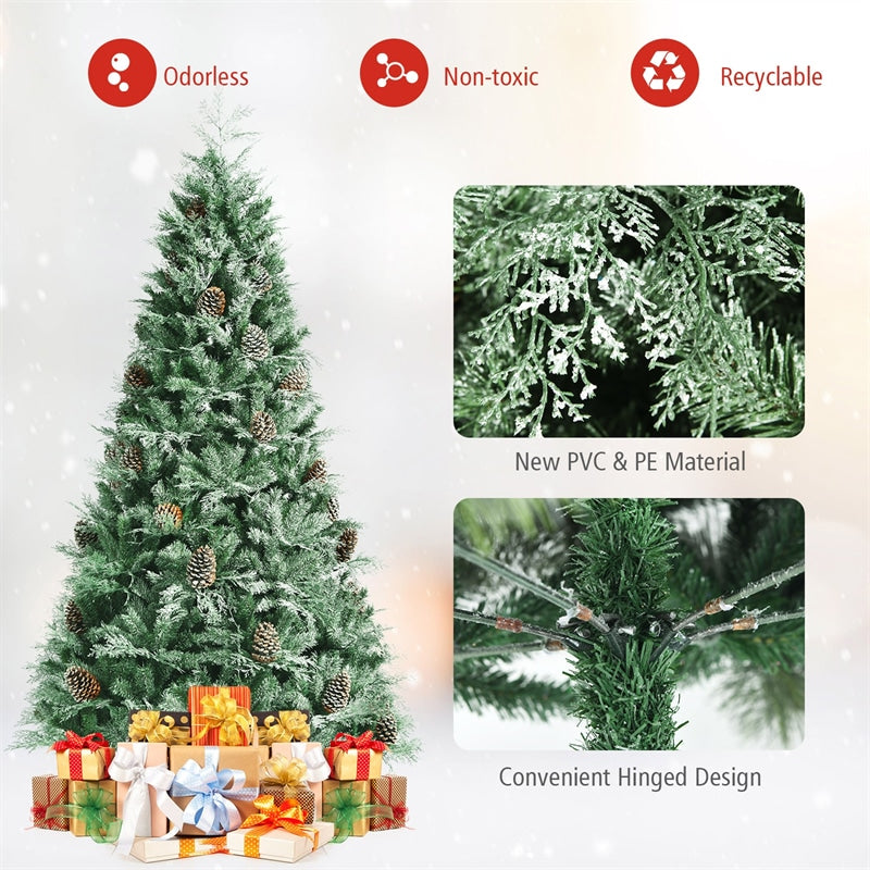 8ft Snow Flocked Hinged Artificial Christmas Tree with 1651 Branch Tips