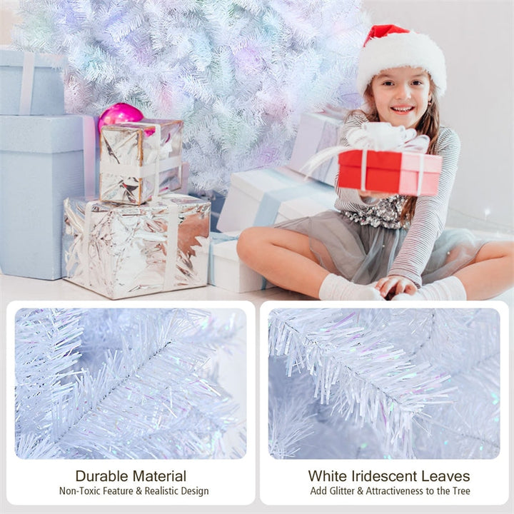 8ft White Iridescent Tinsel Artificial Christmas Tree with 1636 Branch Tips