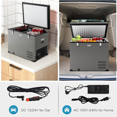 90 Quart Portable Car Refrigerator Chest Freezer Electric Fridge Cooler with Compressor