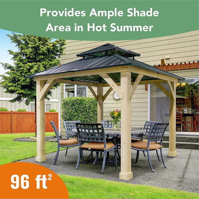 10' X 10' Outdoor Hardtop Gazebo Patio Galvanized Steel Canopy Pavilion with 2-Tier Metal Roof