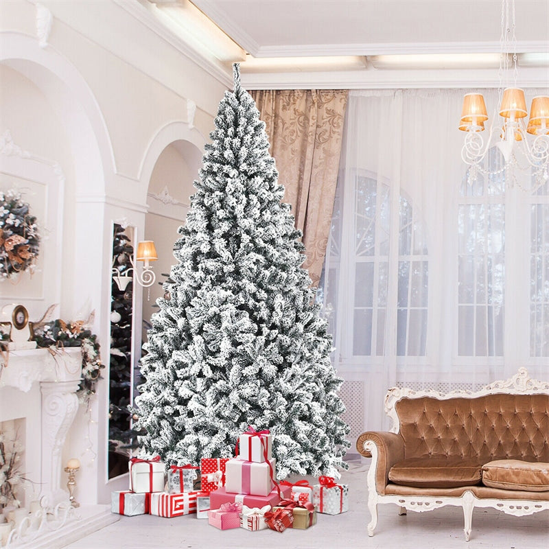 9ft-unlit-snow-flocked-wrapped-artificial-christmas-tree-with-1498-tips