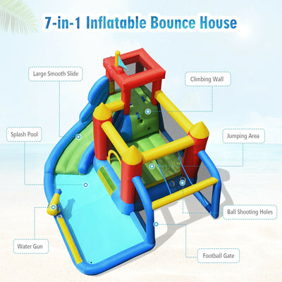 Inflatable Bouncer Bounce House with Water Slide Splash Pool without Blower