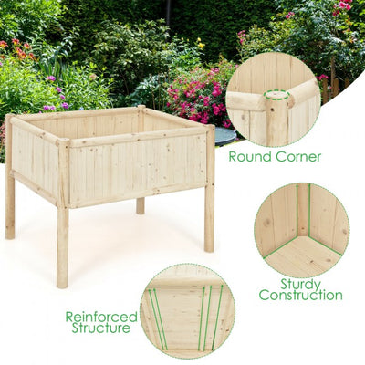 42" x 30" x 32" Raised Garden Bed Elevated Wooden Planter Box Stand with Bed Liner, 330lbs Capacity