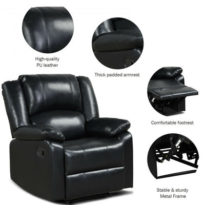 Single PU Leather Recliner Chair Ergonomic Lounger Sofa Home Theater Seating with Footrest Armrest
