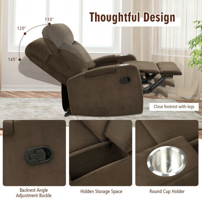 Single Recliner Chair Adjustable Sofa Lounger Home Theater Recliner Sofa Furniture with Backrest and Thick Seat Cushion