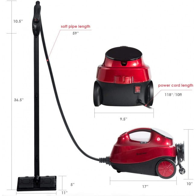 2000W Multifunctional Steam Cleaner Household Mop Heavy Duty Rolling Cleaning Machine with 19 Accessories for Carpet Floors