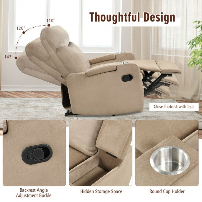 Single Recliner Chair Adjustable Sofa Lounger Home Theater Recliner Sofa Furniture with Backrest and Thick Seat Cushion