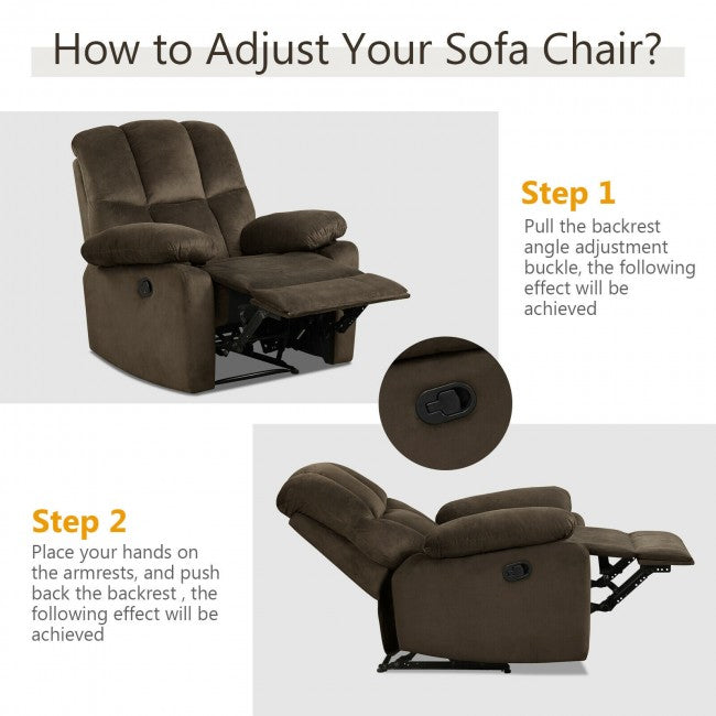 Single Recliner Chair Home Theater Sofa Lounger with Padded Seat Backrest