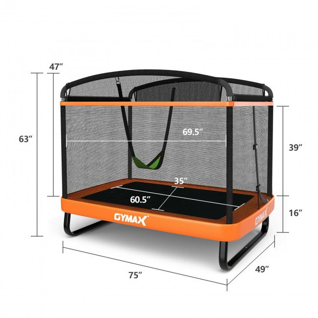 6FT Kids Entertaining Combo Bounce Trampoline with Swing and Enclosure Safety Net