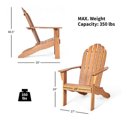 Outdoor Wooden Adirondack Lounge Chair Armchair with Ergonomic Design