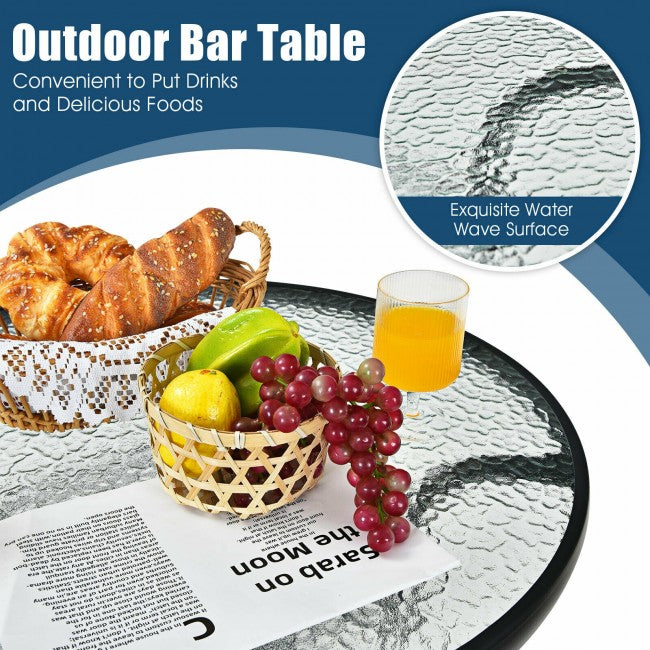 3 Pieces Outdoor Patio Bar Height Bistro Set with Stools and Table