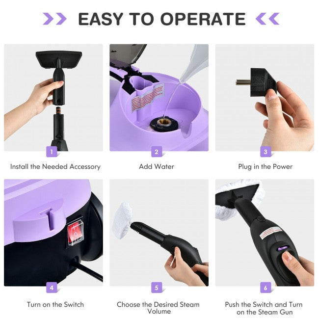 2000W Multifunctional Steam Cleaner Household Mop Heavy Duty Rolling Cleaning Machine with 19 Accessories for Carpet Floors