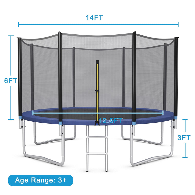 8/10/12/14/15/16 Feet Outdoor Trampoline Bounce Combo with Safety Closure Net Ladder