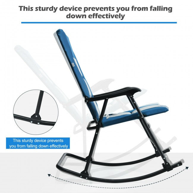 Outdoor Portable Folding Rocking Chair with Armrest &amp; Padded Seat