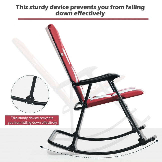 Outdoor Portable Folding Rocking Chair with Armrest &amp; Padded Seat