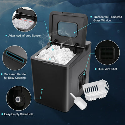 33 LBS/24 H Ice Maker Machine with Scoop and Basket