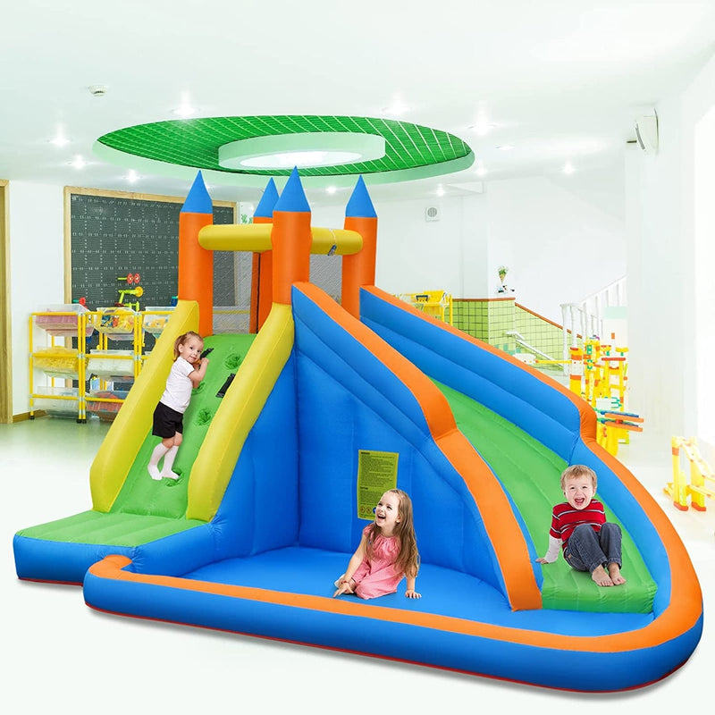 Kids Inflatable Water Slide Bouncing House with Carrying Bag and 480W Blower