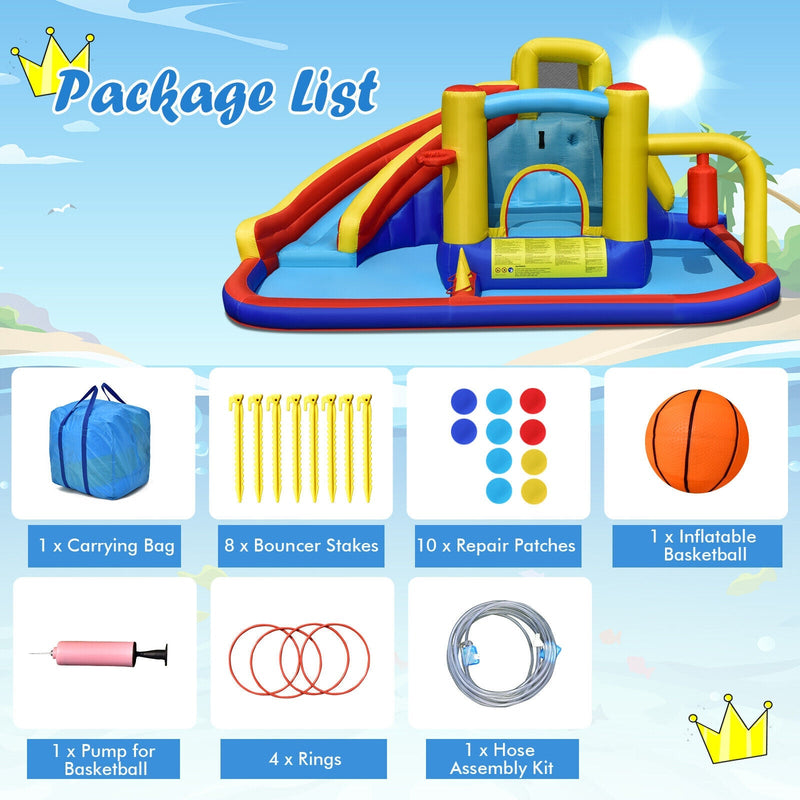 7-in-1 Inflatable Water Slide Bounce Castle Without Blower